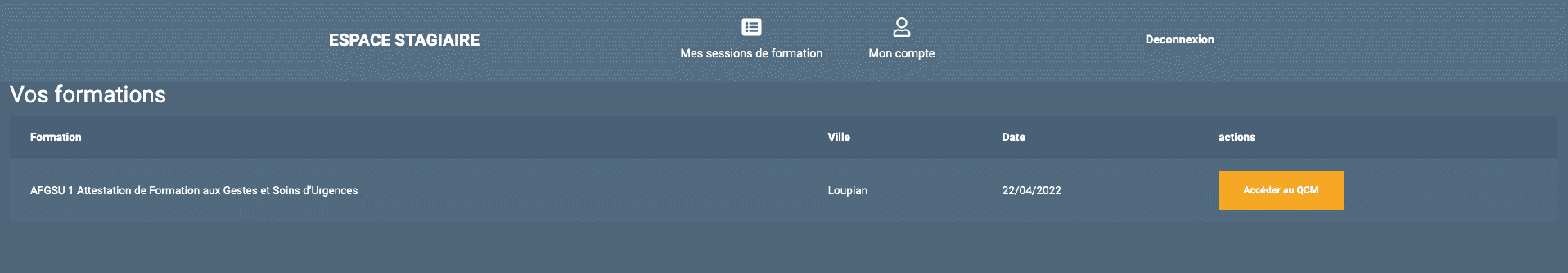 Interface stagiaire